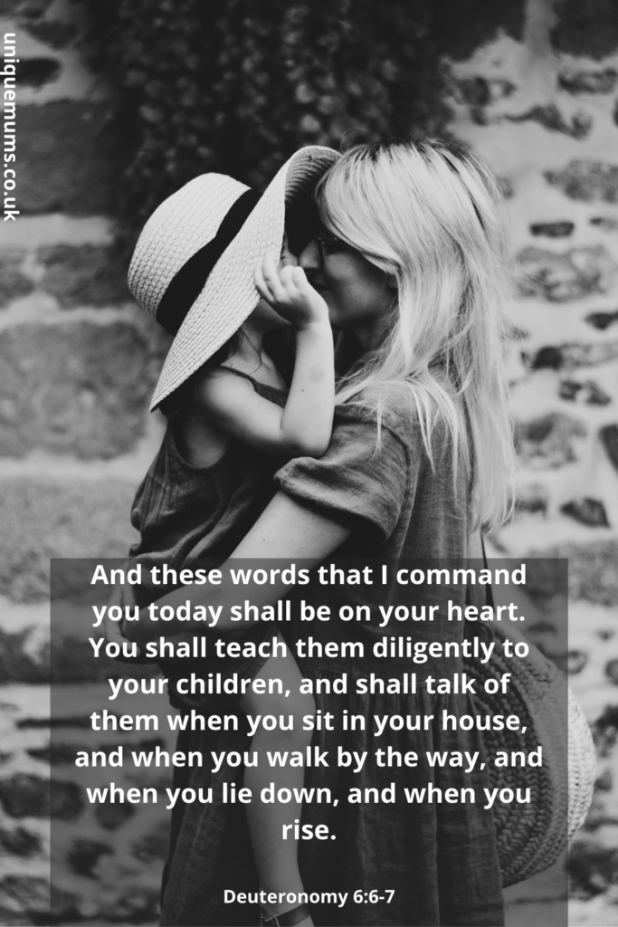 "And these words that I command you today shall be on your heart. You shall teach them diligently to your children, and shall talk of them when you sit in your house, and when you walk by the way, and when you lie down, and when you rise."  - Deuteronomy 6:6-7